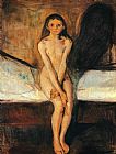 Edvard Munch Famous Paintings - Puberty 1894